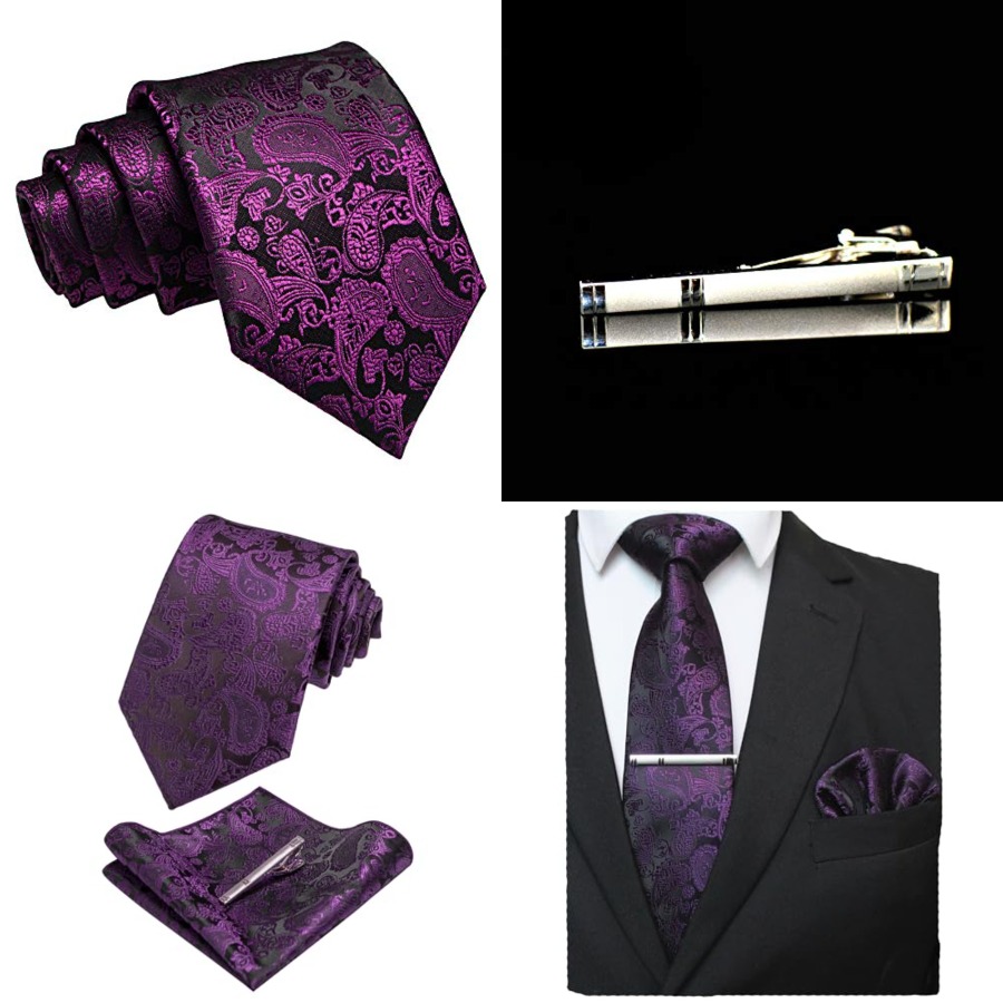 Mens Solid Color Paisley Neckt - مراجعة Pocket Square Set وسعره